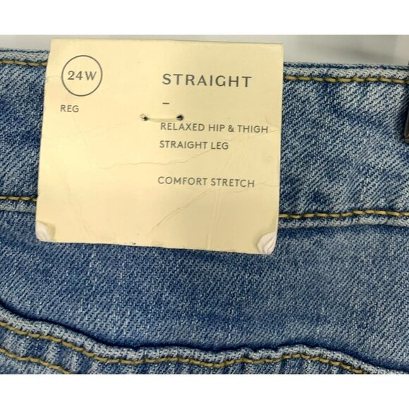 Universal Thread Denim Jeans 24 24W Blue Straight Distressed Stretch Women New - Picture 7 of 8